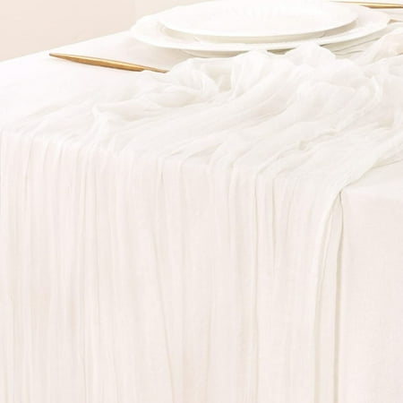 

Shiogb Clearance Cheese Table Runner Pleated Cloth White B-Cheesecloth Table Runner 10Ft Boho Rustic Black Cheese Cloth Table Runner For Decoration Wedding Easter Summer Decoration-White