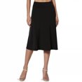 thumbnail image 5 of Joernso Women's Knee Length Skirt Summer Casual High Waisted Flared A-Line Skirt Stretchy Simple Foldover Midi Skirt, 5 of 8