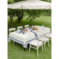 thumbnail image 4 of Outdoor Tablecloth with Umbrella Hole for Patio/Picnic/Party/Camping, Navy Blue Palm Tree Waterproof Table Cloth Rectangle Table Cover Washable, Summer Tropical Plants Leaves (60"x 84"), 4 of 9