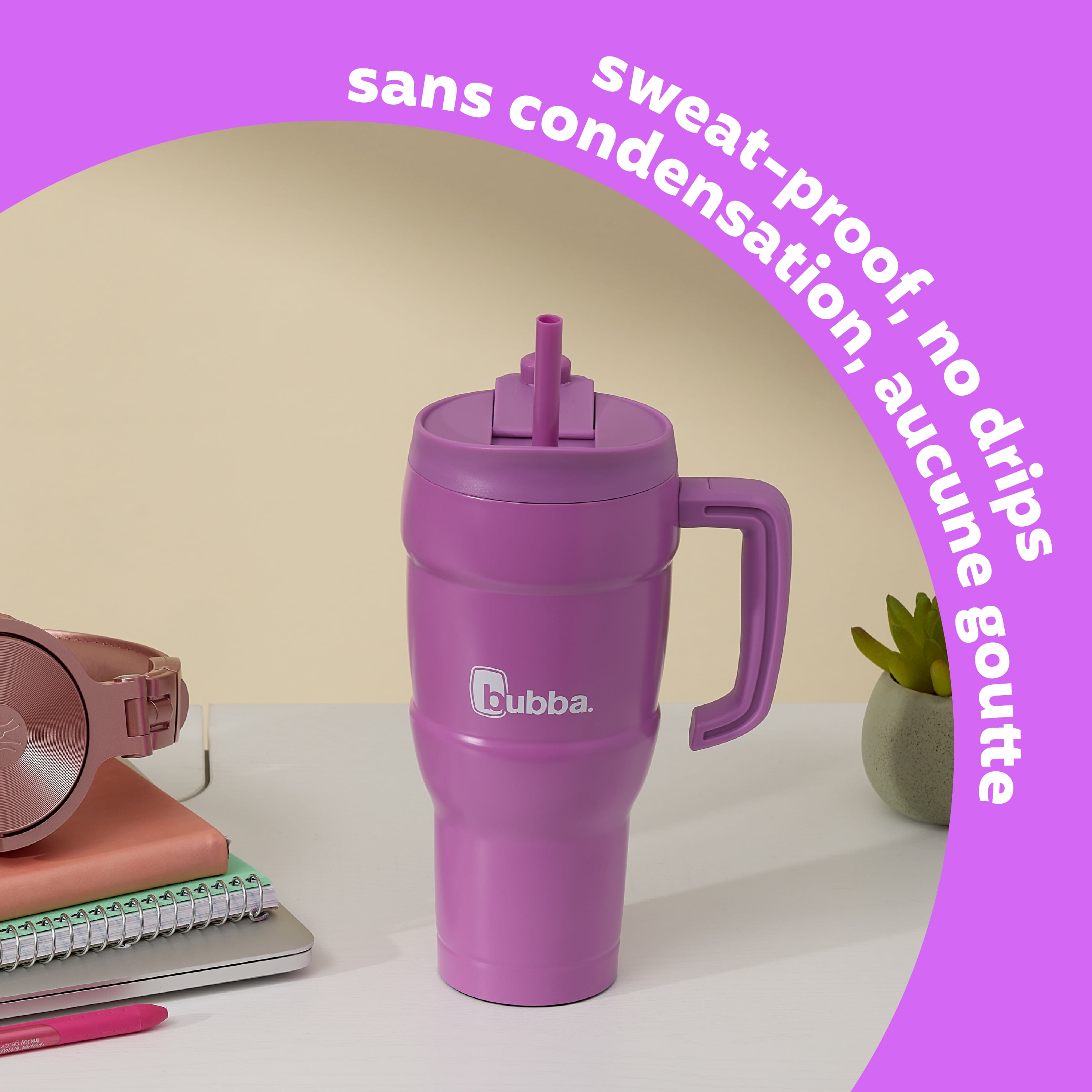 bubba Hero XL Tumbler, Water Bottle with Leak-Proof Lid and Straw, Indigo, 24 oz (709 ml)