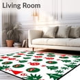 thumbnail image 2 of ODIKA 6x9 Machine Washable Non-Slip Area Rug, Cheerful Scandinavian Holiday Spirits with Stylized Evergreen Branches High Traffic Rug, Green, 626438, 2 of 7