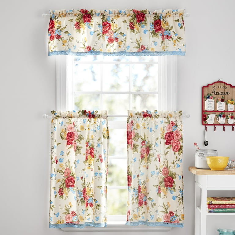The Pioneer Woman Sweet Rose 3 Piece Floral Tier Valance Set
