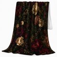 thumbnail image 2 of Moody Dark Botanical Blooms Black Cat Pumpkins Vintage, Cozy Pet Portrait Pattern, Warm Flannel Blanket for Living Room and Reading Nook, Cat Lovers autumn celebration Gift, Pet Lover Home Decor, 2 of 9