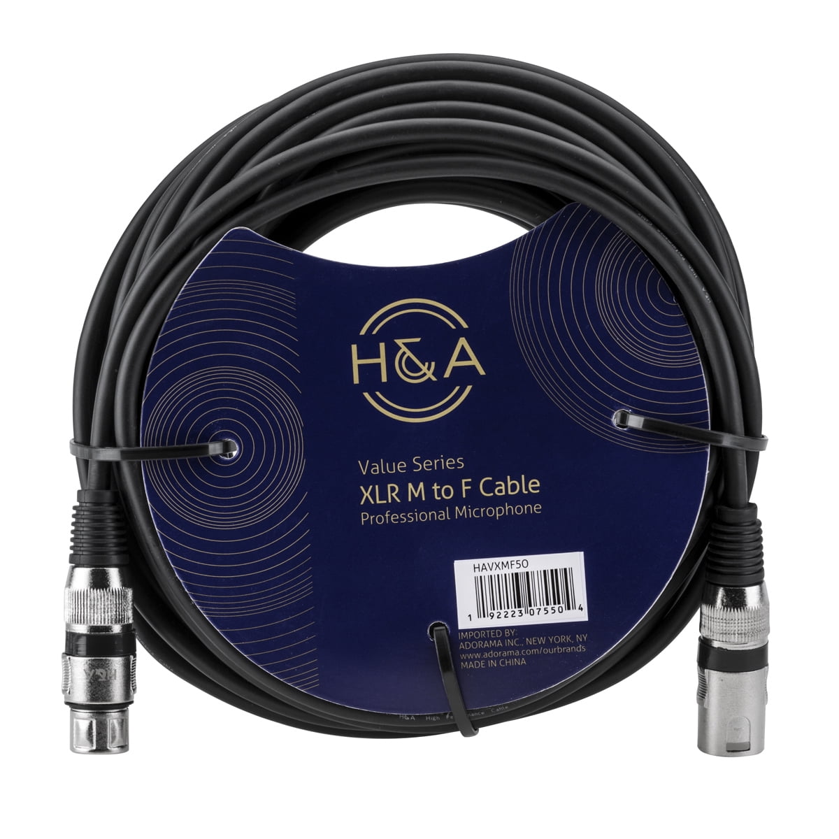 H&A Value Series XLR M to F Professional Microphone Cable - 50'