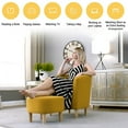 thumbnail image 2 of Lohoms Accent Arm Chair With Ottoman Set, Modern Home Leisure Chair with Footrest, Comfy Upholstered Armchair Single Sofa, Reading Chair with Solid Wood Legs for Living Room Bedroom, Mustard Yellow, 2 of 9