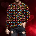 thumbnail image 3 of qucoqpe Men's Valentine's Day Sweatshirt 2026 Spring Fashion Casual Love Heart Printed Long Sleeve Oversized Pullover Tops, 3 of 5