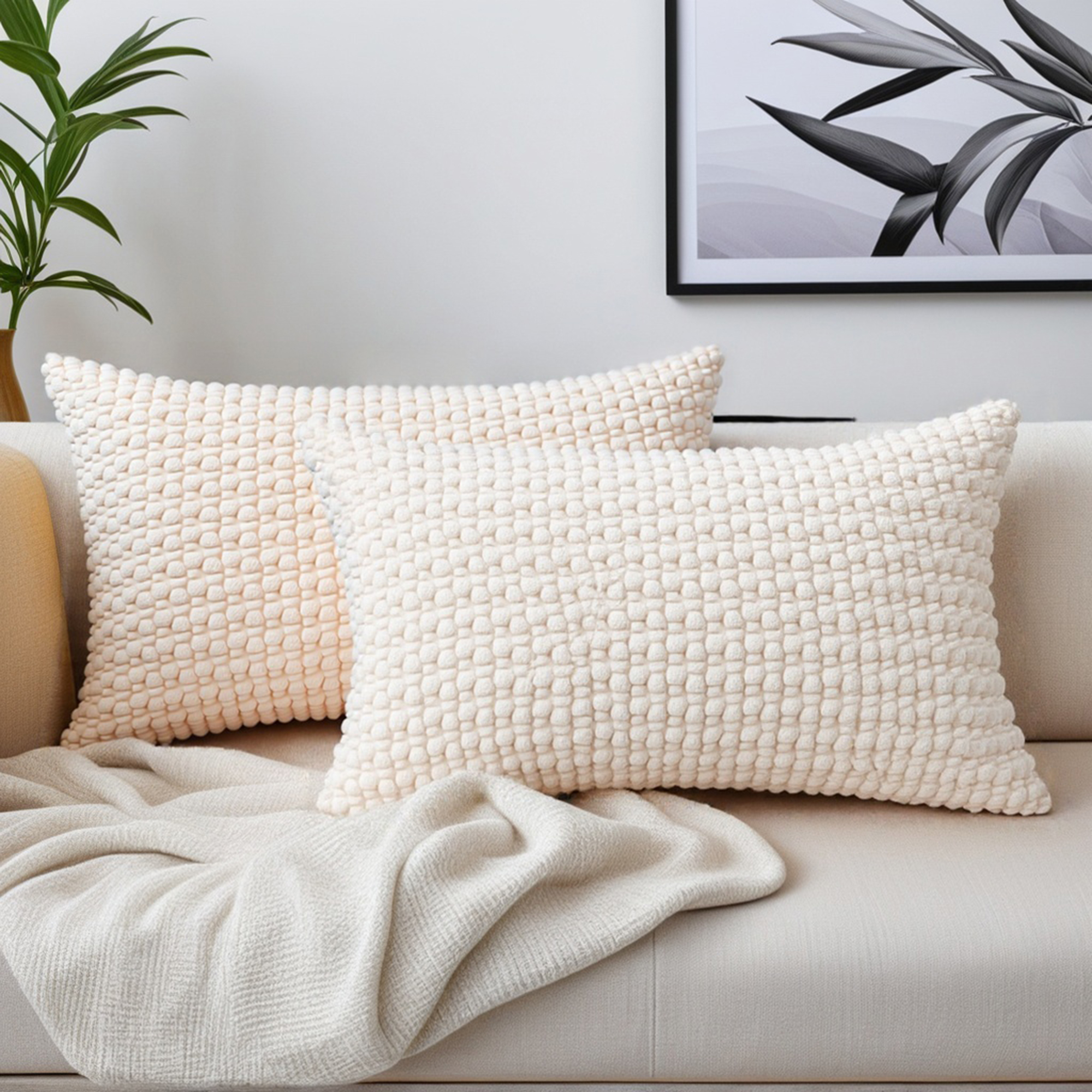 Unique Bargains Corduroy Throw Pillow Covers Set of 2 White 20" x 12"