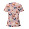 thumbnail image 3 of Goofa Funny Chicken Pattern Womens Deep V Neck Low Cut Tops Casual Summer Short Sleeve Ribbed Knit T-Shirts-X-Large, 3 of 5