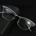 thumbnail image 3 of 3 Pairs of Women Bling Diamond Reading Glasses, Cat Eye Presbyopic Glasses, Ladies Black Metal Readers +2.00, 3 of 3