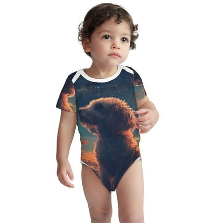 

Kdxio Starry Sky Cloud Puppy Pattern Unisex Baby Cotton Short Sleeve Bodysuits-2 Years