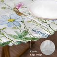 thumbnail image 3 of Flower Grey Round Tablecloth, Fitted Table Cover with Elastic for 36"-44" Round Tables, Blue Pink Plaid Wildflower Botanical Country Table Cloth Outdoor Indoor Dinning Party Waterproof Tablecloths, 3 of 7