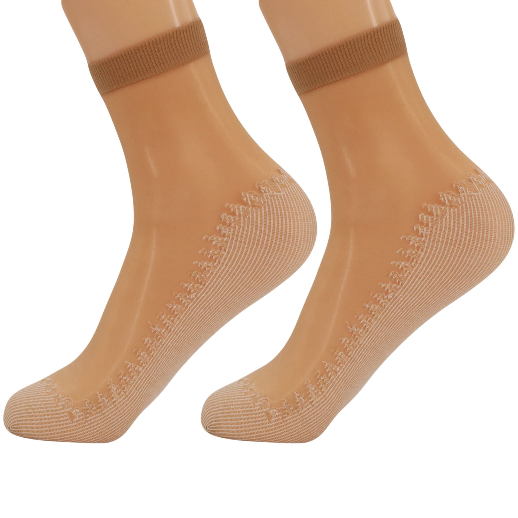 Women's 10-Pack Sheer Ankle Socks - Anti-Slip Cotton Sole & Reinforced Toe, Fits Shoe Size 5-10