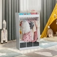 thumbnail image 2 of SYTHERS Kids Dress-up Storage Rack with Mirror and Storage Bin, Open Hanging Play Armoire Dresser with Mirror, Costume Storage Dresser, White, 2 of 9