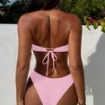 thumbnail image 5 of Minjewel Women's Two-Piece Sequin Bikini Set, O-Ring Detail & Strapless Top with High Waist Bottom, Sexy Swimsuits for Women for Party Vacation,Light pink M, 5 of 7