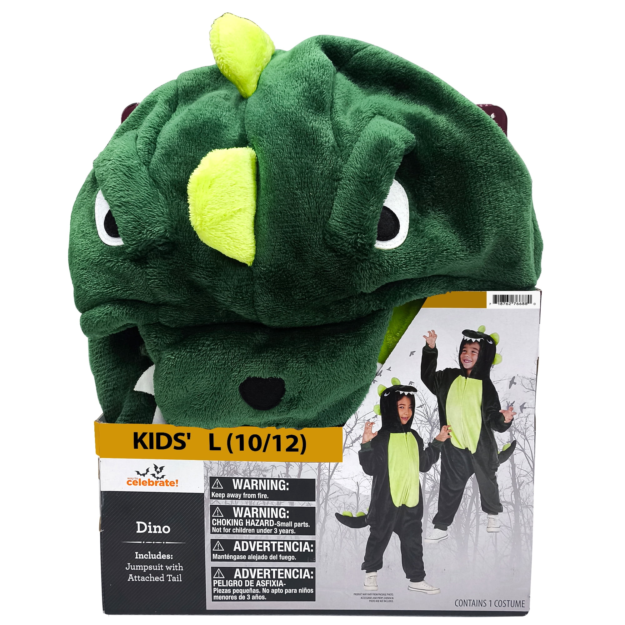 Dinosaur Jumpsuit Halloween Costume for Children, Boy's Size L (10/12), by Way to Celebrate