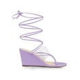 thumbnail image 3 of BLISSFUL STEP Sandales de Plage à Lacets pour Femmes à Bride Transparente Sandales Compensées Lavande 7, 3 of 7