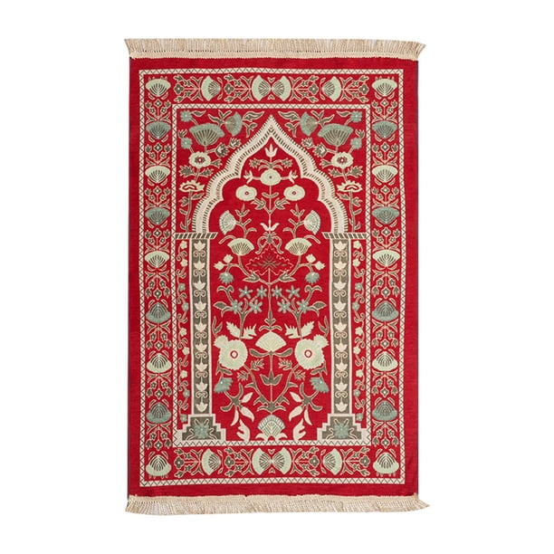 Alfombra de oración musulmana, regalo para Ramadán, 70 x 108 cm, suministros para bodas, alfombra de oración Rojo