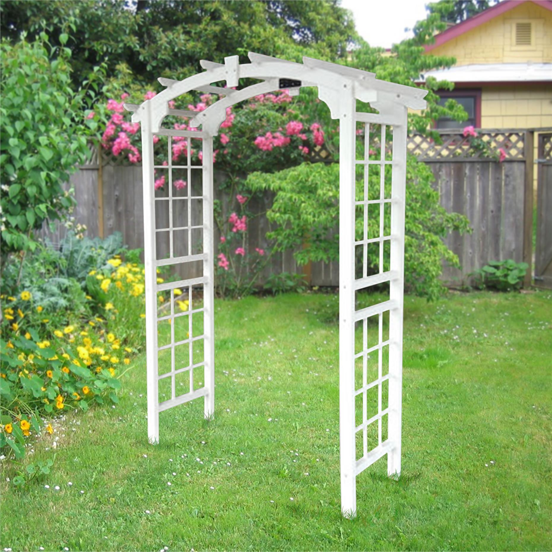 ALEKO WARCH01WH Outdoor Wooden Garden Arbor with Trellis Sides for