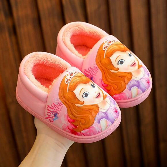 Enfant dessin animé congelé Anna Elsa Sofia enfants coton pantoufles automne hiver chaud princesse bébé fille intérieur chambre maison chaussures chaussette