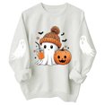 thumbnail image 5 of WAYUTE Sweatshirts for Girls Halloween Oversized Cartoon Ghost Print Crewneck Sweatshirt for Kids Long Sleeve Soft Lined Fall Casual Outdoor,White,Size 2-3 Y, 5 of 5