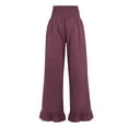 thumbnail image 5 of Diufon Wide Leg Linen Pants for Women High Waisted Ruffle Hem Palazzo Pants Summer Boho Loose Flowy Trousers, 5 of 8
