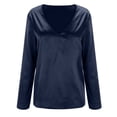 thumbnail image 4 of Women's Summer Tops Dressy Casual Satin Shirt Soft Top Solid Color Temperament Casual Silky V Neck Shirts Button Down Shirts Dressy Blouses Tops, 4 of 8