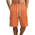 thumbnail image 5 of Npasoilc Cargo Shorts for Men Solid Color Elastic Waist Drawstring Knee Length Short Pants Fitness Training Shorts with Multi-Pocket, 5 of 5
