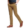 thumbnail image 1 of Pantalones a juego para hombre, ajustados, con parte delantera plana, casual, 29 camel, 1 of 5