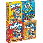 Cap'n Crunch Breakfast Cereal, Variety Pack, 4 Boxes (1 Original, 1 Oops! All Berries, 1 Crunch Berries, 1 Peanut Butter Crunch)