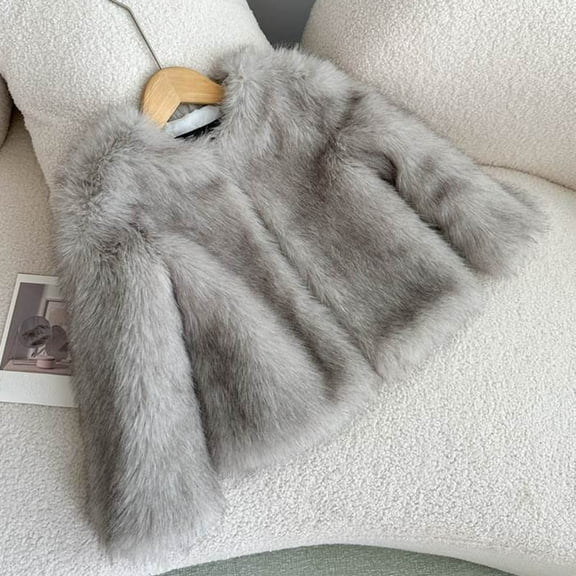 Tauxra Jackets for Girls,Kids Jackets Boys,Kids Faux Fur Jacket, Gradient Dyeing Casual Warm Coat for Girls 2-11 Years,Kids Jackets Girls