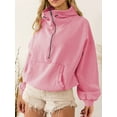 thumbnail image 3 of Women’s Half Zip Hoodies Casual Long Sleeve Front Pocket Sweatshirts Pullover Tops Fall Outfit, 3 of 10