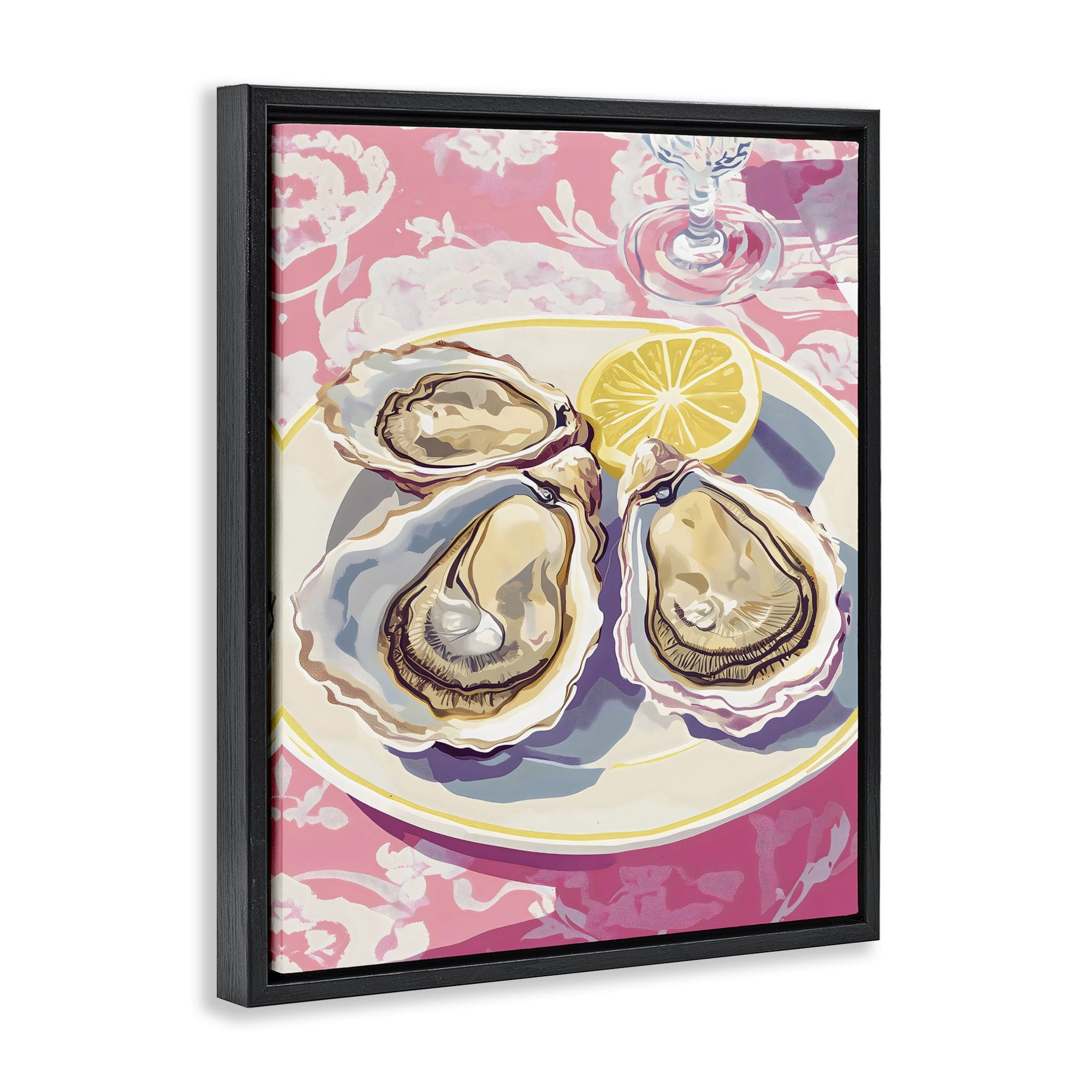 Stupell Industries Plated Oysters & Lemons Black Framed Floater Canvas Wall Art, design by The Prints Vibe