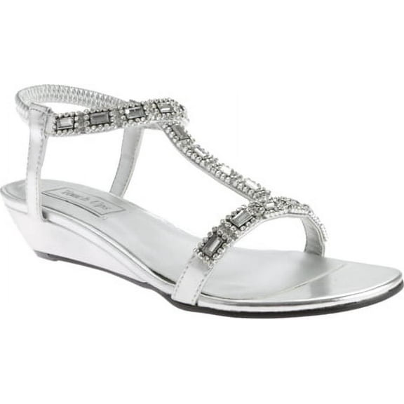 Benjamin Walk 848231028543 Touch Ups Womens Jazz Wedge Sandal, Silver - Wide 9