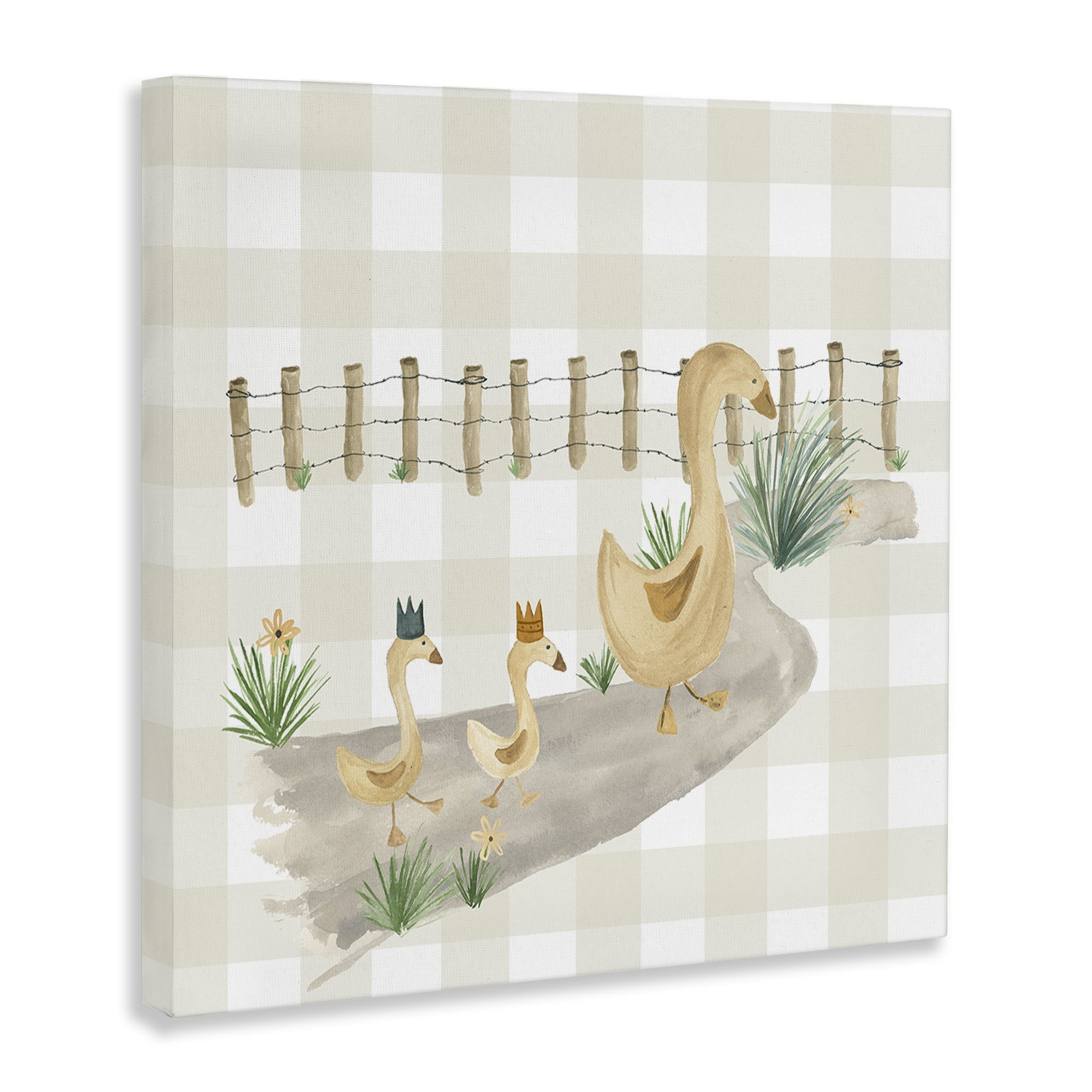 Stupell Industries Duck Family Strolling Animals Painting Wrapped Canvas Art Print Wall Art, 24 x 24