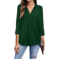 thumbnail image 4 of ZMHEGW Women V Neck Blouse 3/4 Sleeve Tops Casual Tunic Blouse Work Shirts Casual Blouse, 4 of 7