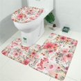 thumbnail image 2 of Pioneer Flower Floral Print Pattern Bathroom Rugs Sets 3 Piece,Toilet Cover Set,Absorbent Non Slip Bathroom Mats Sets with U-Shaped Contour Rug Toilet Rug Set, 2 of 5