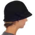 thumbnail image 2 of Sakkas Sally Vintage Style Wool Cloche Bucket Winter Hat with Bow Accent - Black - One Size, 2 of 3