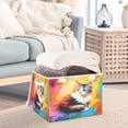 thumbnail image 5 of 16.5x12.6x11.8in Foldable Flip-Top Storage Bin, Dustproof Magic Tape Closure, Ideal for Home & Toy Organization，Colorful Cat, 5 of 7