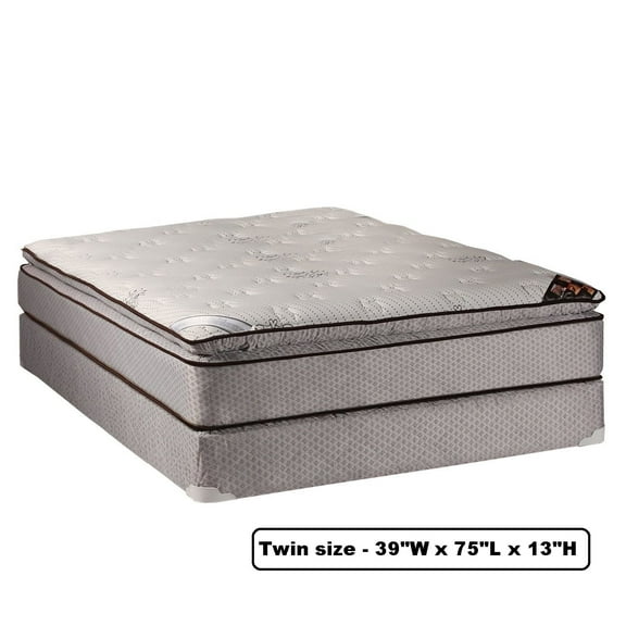 Spinal Dream Plush (Eurotop) PillowTop Mattress Set with Bed Frame - (Twin 39"x75"x12") Sleep System with Enhanced Cushion Support, Orthopedic by Dream Solutions USA