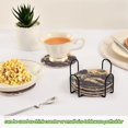 thumbnail image 5 of Yayeee 6 PCS Drink Coasters with Holder Set Woven Absorbent Round Tabletop Hot Pad, Beige Record, 5 of 7