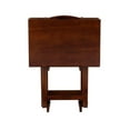 thumbnail image 4 of Pemberly Row Transitional Solid Wood Five Piece Tray Table Set in Hazelnut Brown, 4 of 17