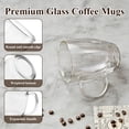 thumbnail image 3 of Yalumo Glass Coffee Mugs Set of 6, 12oz Clear Coffee Cups with Handle, Tea Cup Set for Hot/Cold Beverages, Glass Mugs for Tea, Latte, Cappuccino, Juice, Smoothies, 3 of 7