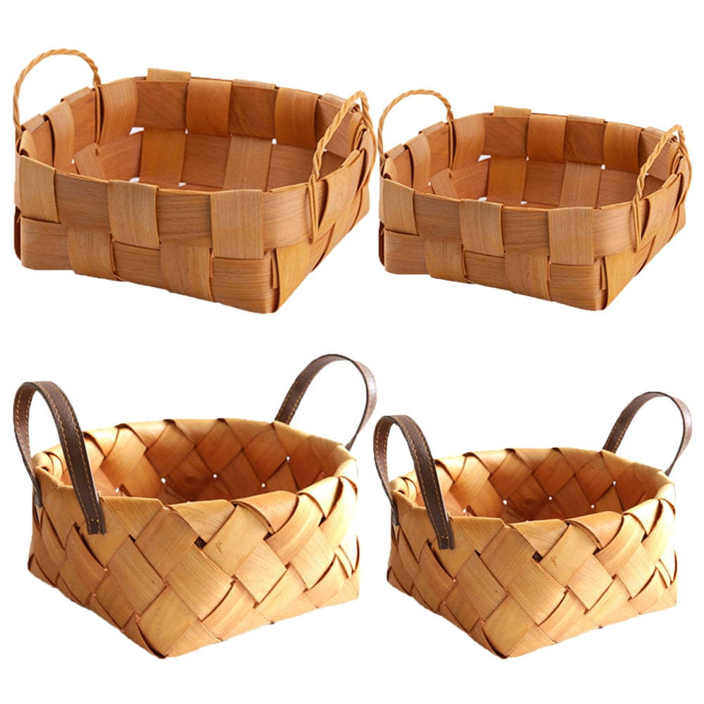  Small Wooden Decorative Woodchip Basket With Handles Empty  Baskets 4 Inch For Gifts With Chalkboard Labels. Wicker Baskets For Display  Snack Pantry Organization Wedding Flower Plant (Natural 3pk) : Home 