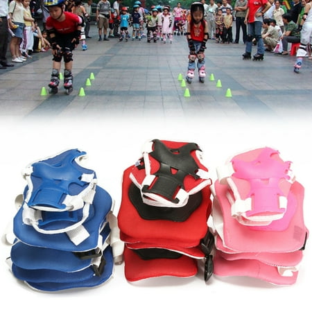 Kids Roller Skates Gear 6Pcs/set Kids Roller Skating Skateborading Knee Brace Elbow Pads Wrist Guard Protective Gear for Bicycle Protective ()