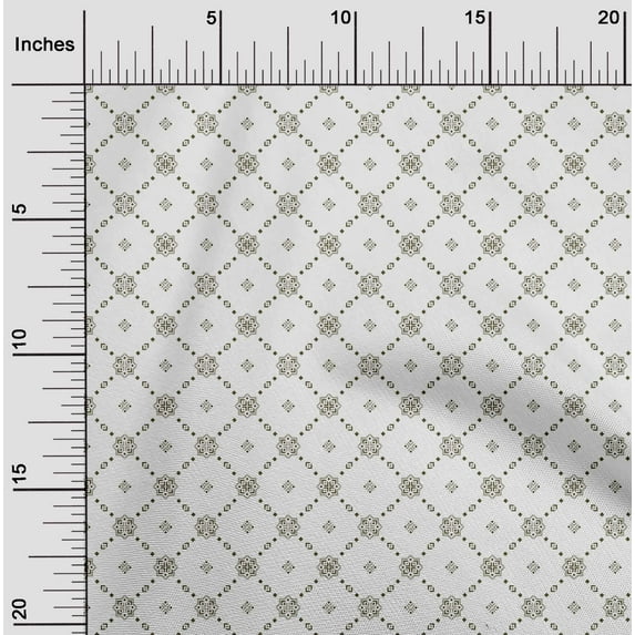 oneOone Cotton Silk Dark Olive Green Fabric Square & Check Geometric Craft Projects Decor Fabric Printed by The Yard 42 Inch Wide