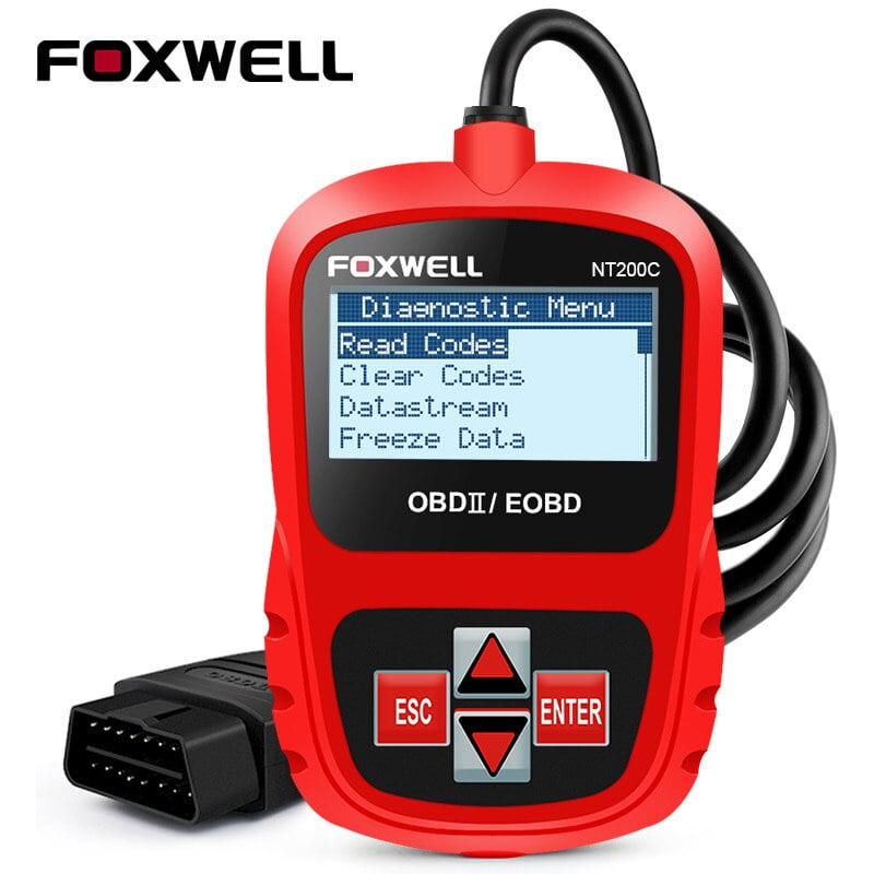 Foxwell NT200C OBD2 Scanner Check Engine Light Car Code Reader OBDII Automotive Diagnostic Tool Read Clean Codes I/M Readiness Data Stream OBD Scanner Automotive Scanner Turn off MIL for 12V Cars