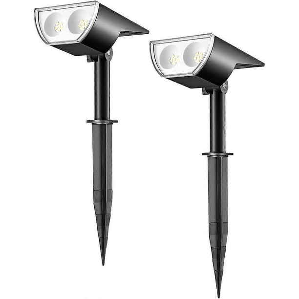 Outdoor Solar Light Waterproof IP65, Set of 2 LED Solar Spotlight Outdoor Pathway Lighting, 6500K Cool White Light, Solar Garden