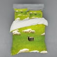 thumbnail image 2 of Ambesonne Nature Bedding Set 3 Pcs, Black Sheep White Goats, Twin XL, Fern Green Cream, 2 of 3
