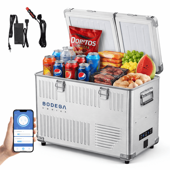 Bodega 50L Dual-Zone Portable Car Refrigerator Freezer 12V Aluminum Outdoor for SUV RV Camping