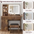 thumbnail image 5 of AKDSteel Vanity Desk With Mirror & Light, Makeup Vanity Table With Charging Station, Large Storage Cabinet, 2 Drawers, 3 Open Shelves, And Adjustable 3 Lighting Modes For Bedroom Dressing, 5 of 5
